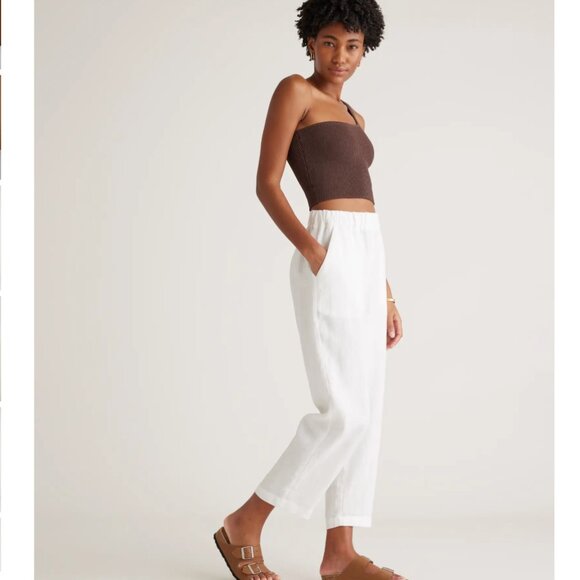 Quince White Linen Ankle Pants - Picture 3 of 12
